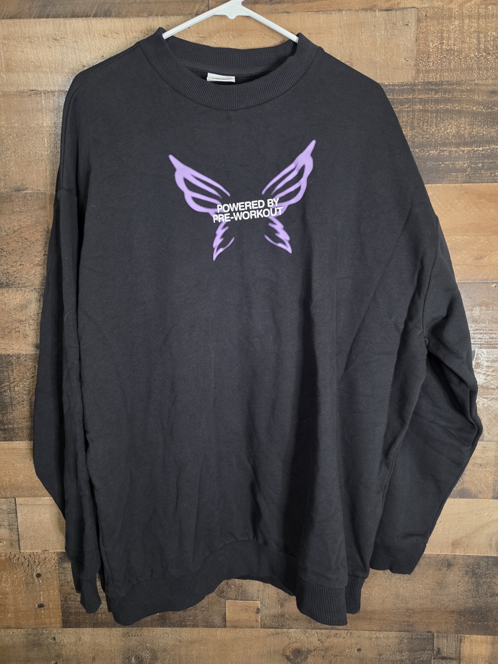 Gymshark Black Crewneck Sweatshirt with Purple Butterfly Logo
